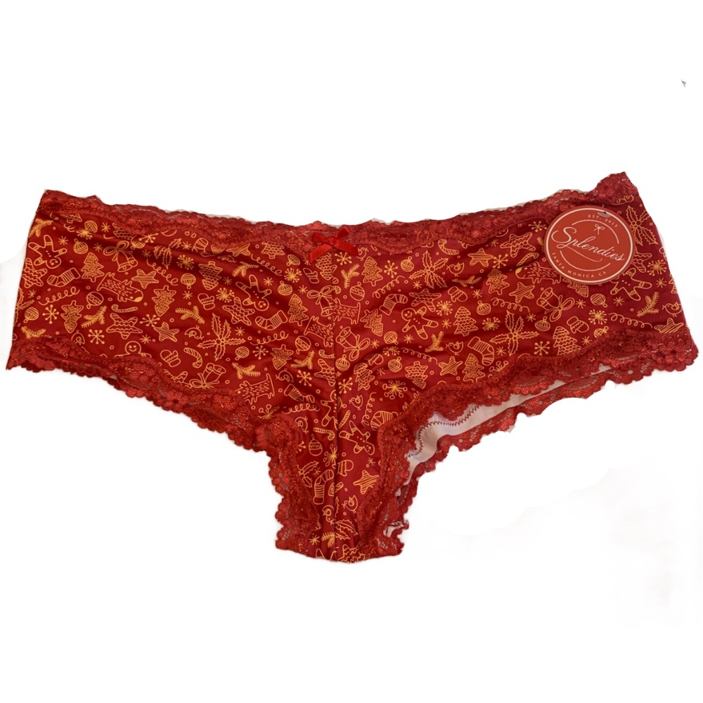 SOLD - Splendies Cheeky Panties Sugar And Spice Red, Gold Christmas Size 4X NWT - Picture 1 of 9